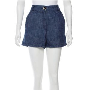 Tibi High-rise Chambray Shorts